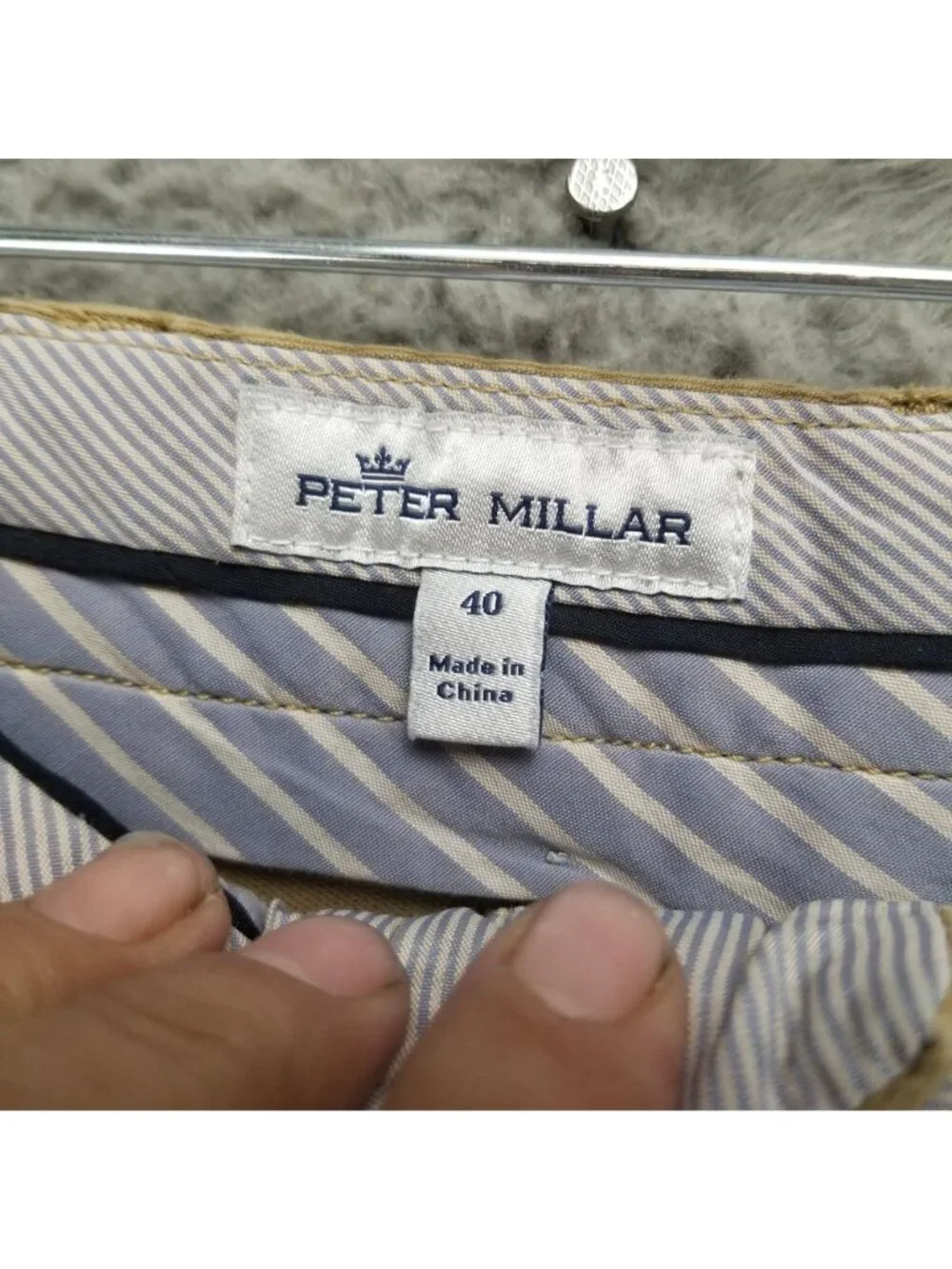 Peter Millar Shorts Mens 40 Tan Stretch Mid Rise Chino